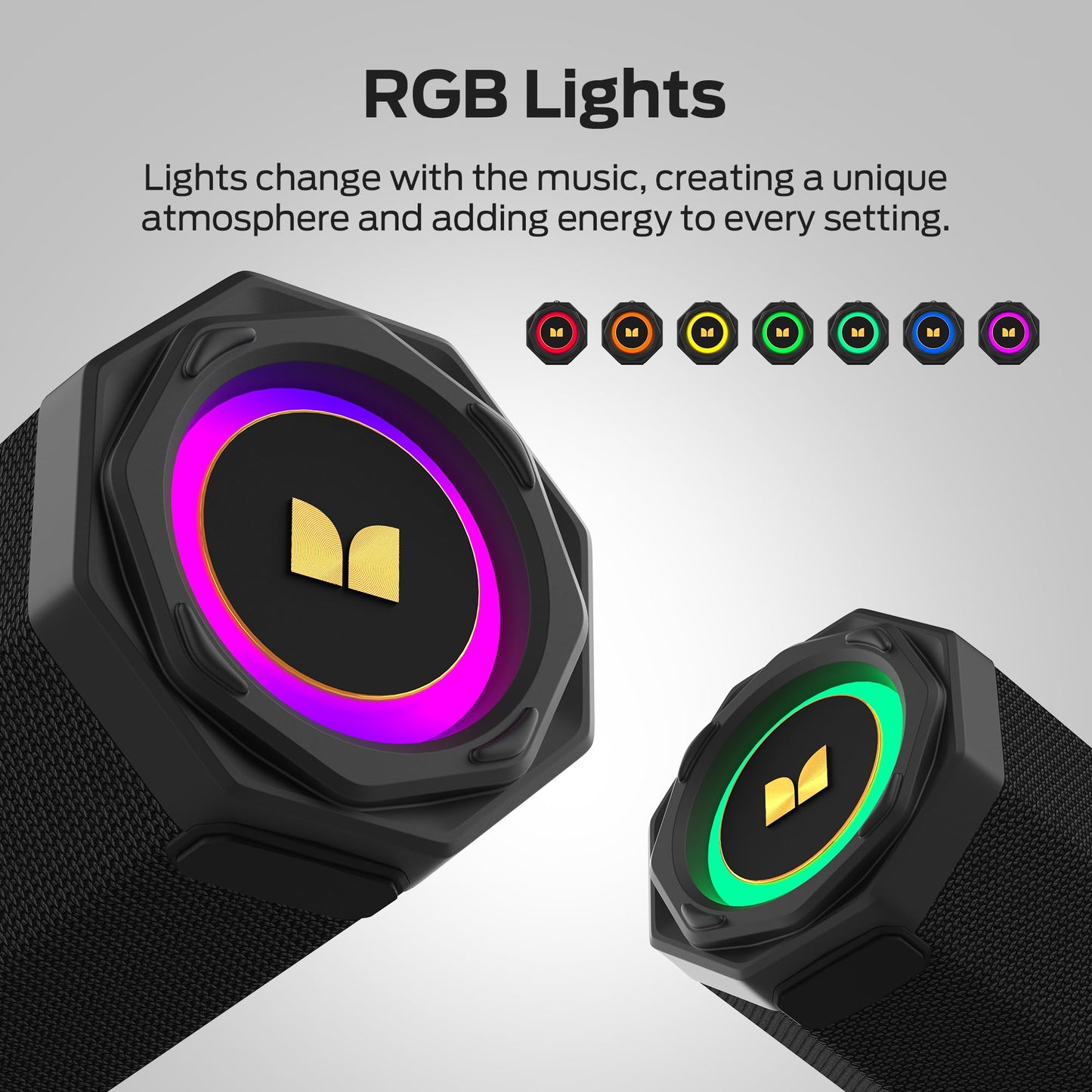 Monster Speaker S200 Wireless Portable Bluetooth Speaker, 24H Playtime, IPX6 Waterproof, 50W Stereo Sound, Bluetooth 5.4, Dual Bass Speakers, Perfect for Home, Parties, and Travel.