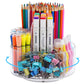 Marbrasse Acrylic Pen Holder, 360-degree Rotating Clear Pen Organizer for Desk, Desktop Stationery Organizer Caddy for Office School Home & Art Supplies (Acrylic Hexagon)