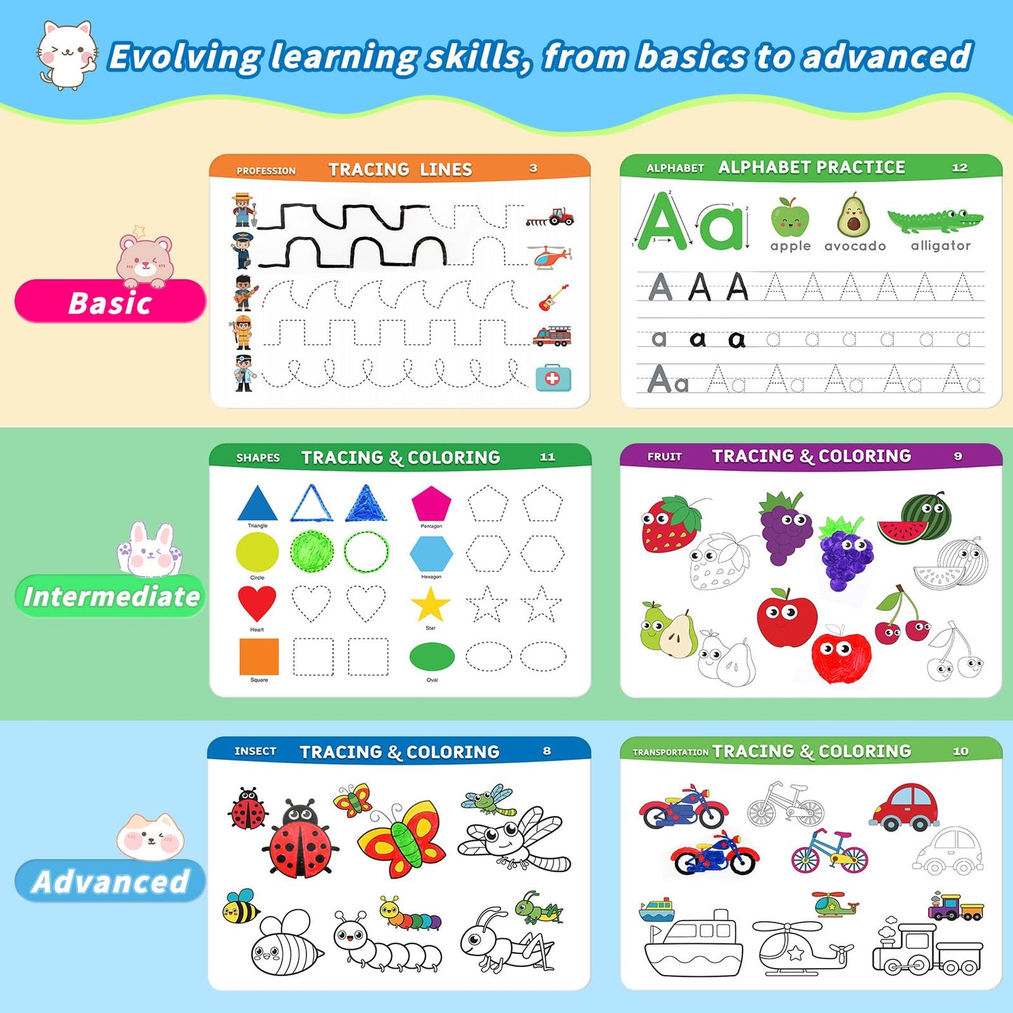 Preschool Learning Activities Educational Workbook: Preschool Handwriting Tracing Books | Autism Learning Materials | Alphabet Learning Toys | Pre k Workbooks | Montessori Busy Book for Kids Ages 3-5