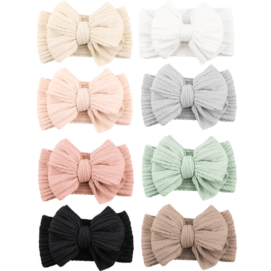 Niceye Handmade Baby Headbands Soft Stretchy Nylon Hair Bands with Bows for Newborn Infant Baby Toddler Girls- Pack of 6