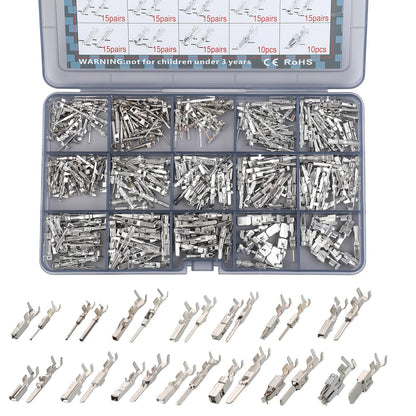 430Pcs 28types Automotive Car Electrical Terminal Pins auto Connectors Kit Metri-Pack pins kit Male&Female Wire Connector Terminal Wire Harness Wiring 0.6/1/1.2/1.5/1.8/2.2/2.8/6.3mm