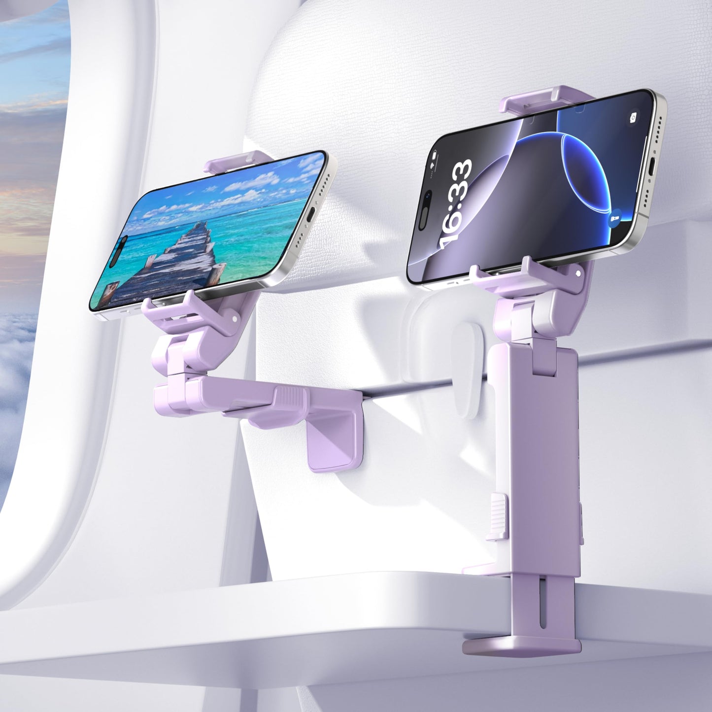 Perilogics 2025 Upgraded Travel Essentials Must Haves Airplane Phone Holder Mount. Improved Ergonomic Lever, Perfect for Long Flight, Cruise, Desk, Travel Gift for Content Creator