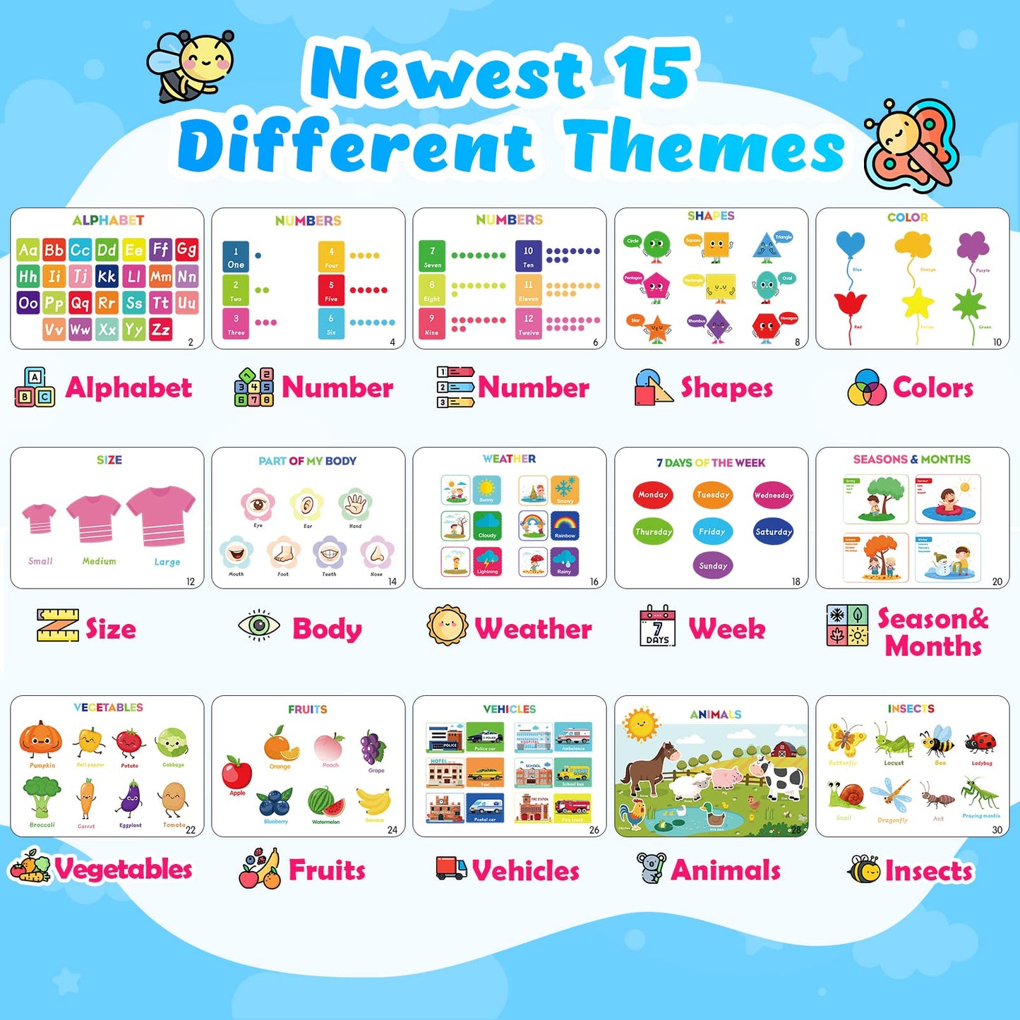 MDINGTD Busy Book for Toddlers, 30 Themes Montessori Preschool Learning Activities Kids Toys Birthday Xmas Gifts for 3-5 Year Olds Boys Girls Early Educational Toys Age 3-5 Autism Learning Materials