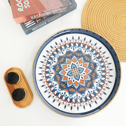 Oval Plastic Serving Tray with Handles, Elegant Decorative Tray for Coffee Table, Ottoman, Living Room, Kitchen, Outdoor Use. 10"*16"*1.4" A