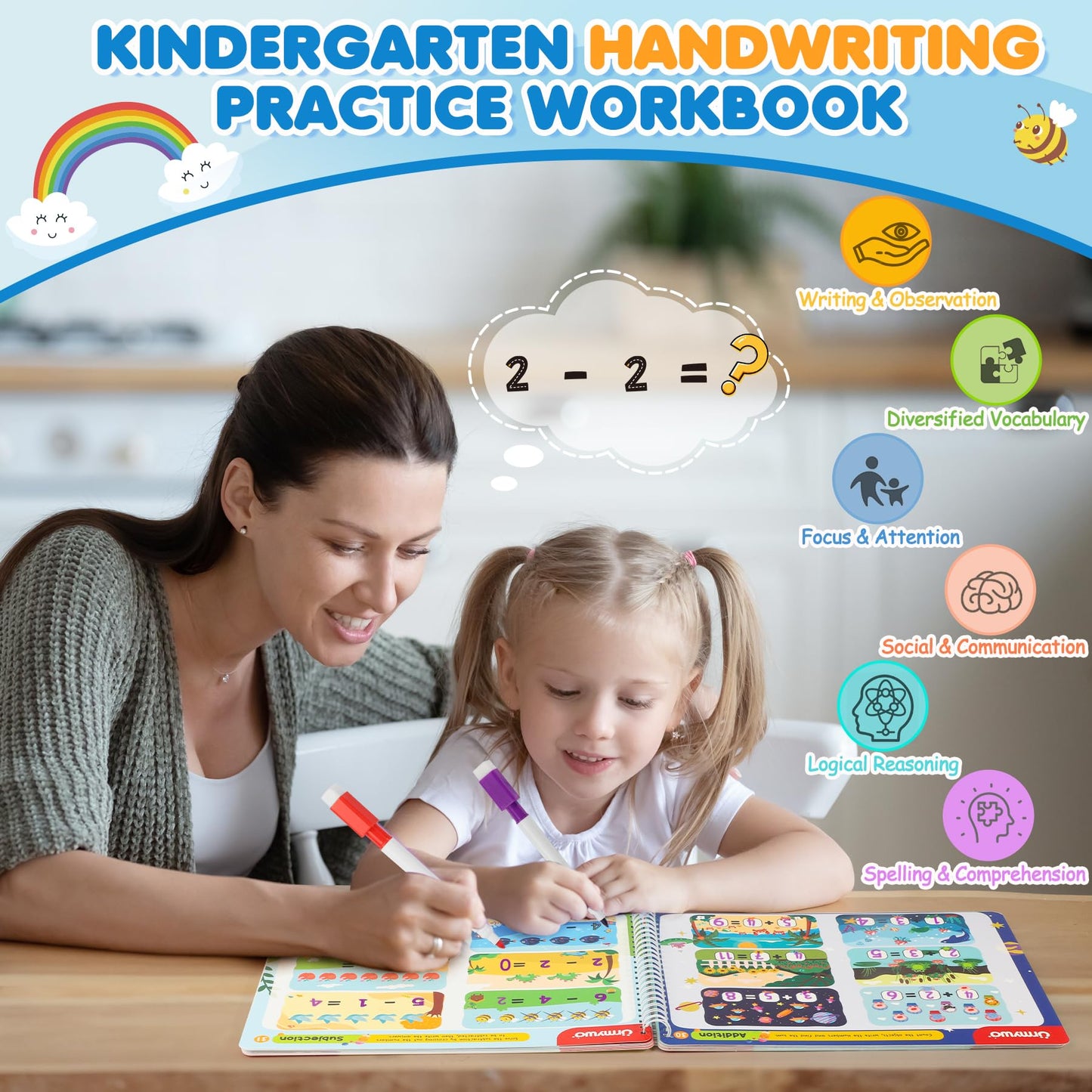 Preschool Learning Activities - Tracing Activity Books for Kids Ages 3-5 - Preschool Kindergarten Workbooks Age 3-4 - Toddler Handwriting Practice Alphabet Learning Educational Toys Gifts for Kids