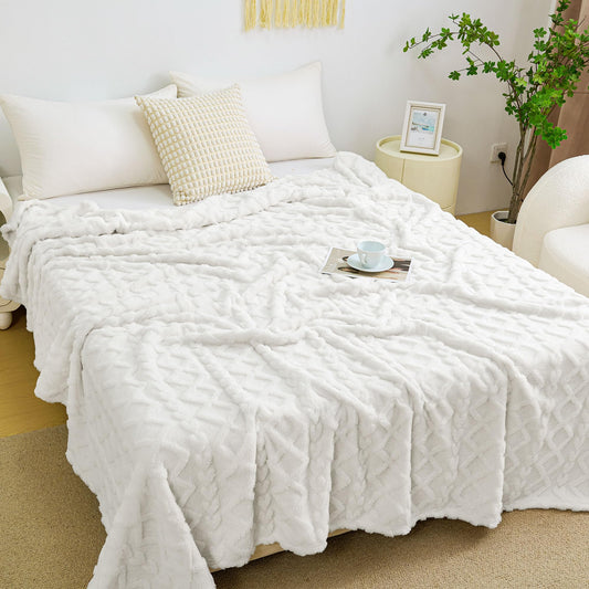 Aganear Fleece Blanket King Size - Lightweight Portable Plush Fuzzy Cozy Soft Blanket for Couch, Sofa, Bed, Office, Breathable and Skin-Friendly Blanket for All Season Accessories(108"x90", White)