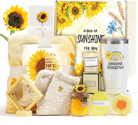 Gifts for Women, Sending Sunflower Gifts for Mom, 10 Pcs Spa Gifts for Women, Birthday Gift Sets, Gifts for her, Unique Holiday Gift Basket for Mom, Women, Girlfriend, Coworkers, Teacher, Nurse, Wife