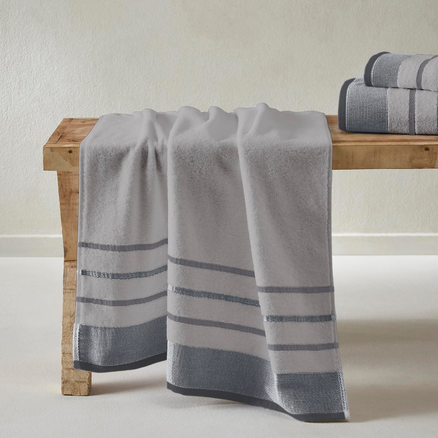 Decorative Hand Towel Set - Luxury Cotton 4 Pack 26x16 Hand Towel Set - Luxurious, Ultra-Soft, Durable Towels for Bathroom Decor (Grey)