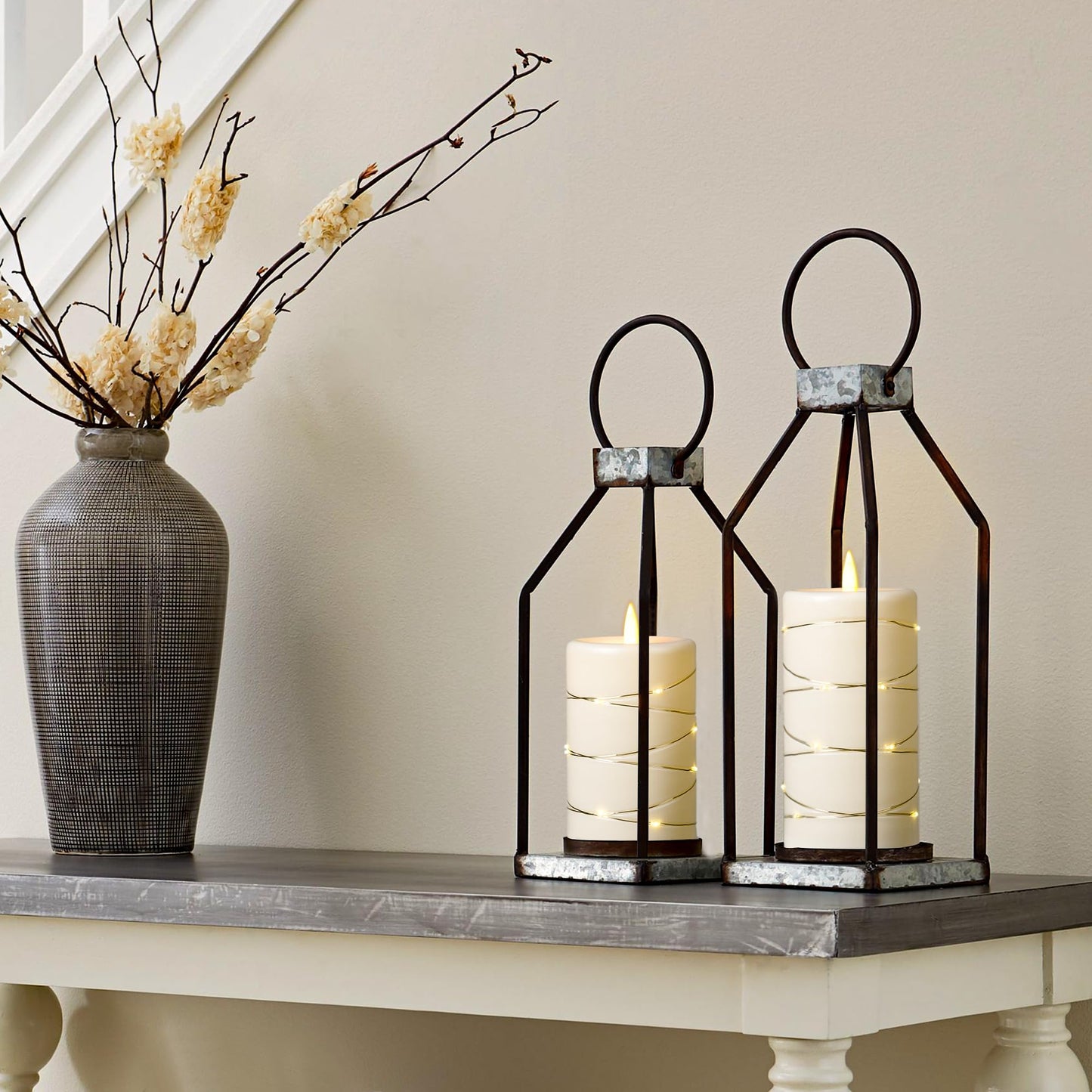 Flameless LED Candles with Timer 3 pc Flickering Flameless Candles for Romantic Ambiance and Home Decoration,with Embedded Star String，Battery Operated Candles