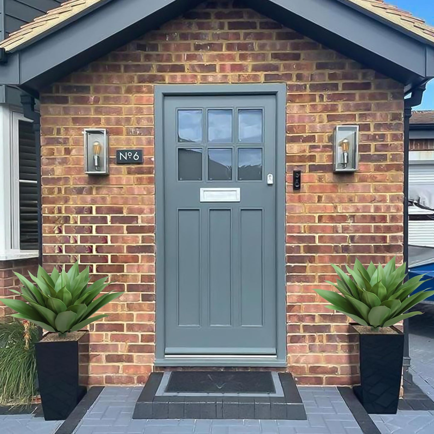 HN HOLD NATURE 28 inch Artificial Agave Plants, Large Size Fake Succulent Plant, Faux Succulents Stems for Outdoor Indoor Home Decor (Set of 2)