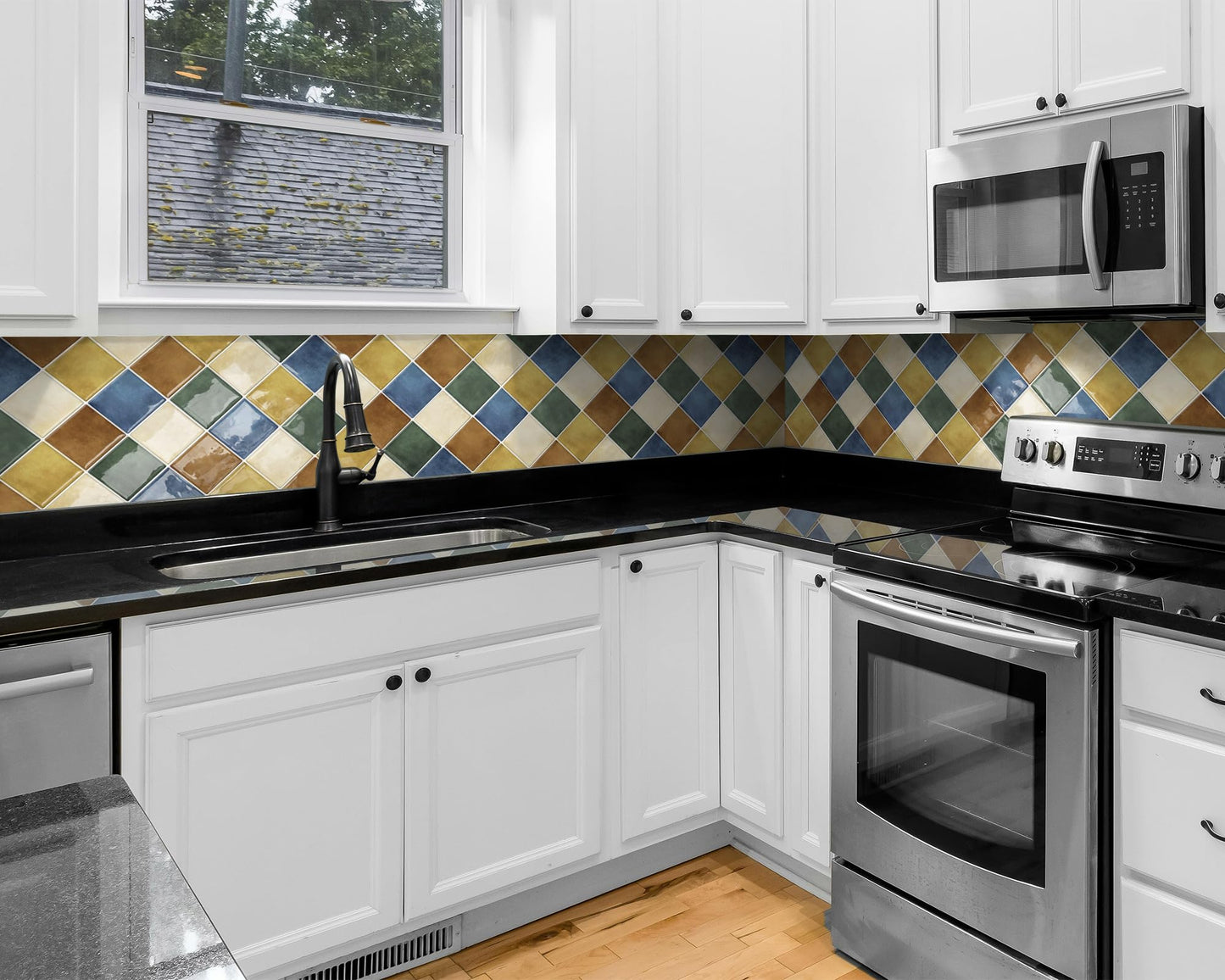 Tiwoos Thick Kitchen Peel and Stick Backsplash Tiles Square Self Adhesive Wall Tile Colorful (10-Sheet,12"x12")