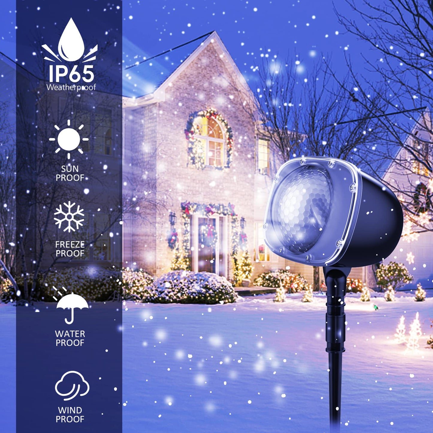 Christmas Snowfall Light Projector, Holiday Projector Lights with Remote Control,Rotating Snow Falling Lights,Outdoor Waterproof Landscape Decorative Lighting for Halloween Wedding Garden（Snow Spots）