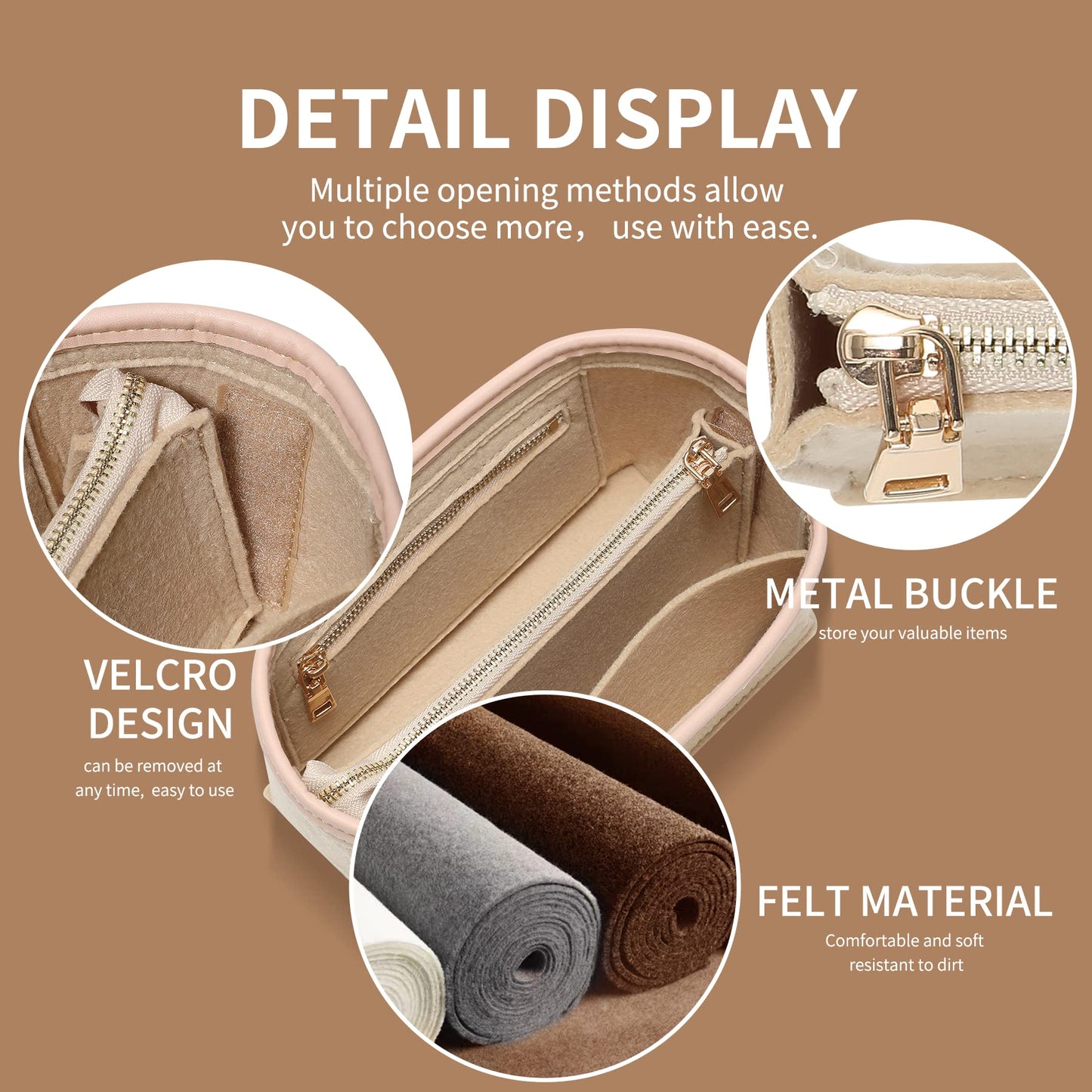 Doxo Purse Organizer Insert, Bag Organizer for Tote & Handbags, Bag in Bag, Perfect for LV Speedy 20,Alam BB,Petit Noe and More(Beige,Small)