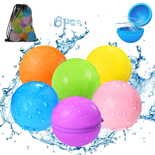 Water Balloons Reusable Splash Ball, Latex-free Water Bomb Pool Toys, No Tying Easy Quick Fill, Magnetic Self-sealing Water Balls for Kids & Adults All Ages Summer Fun Outdoor Party Games