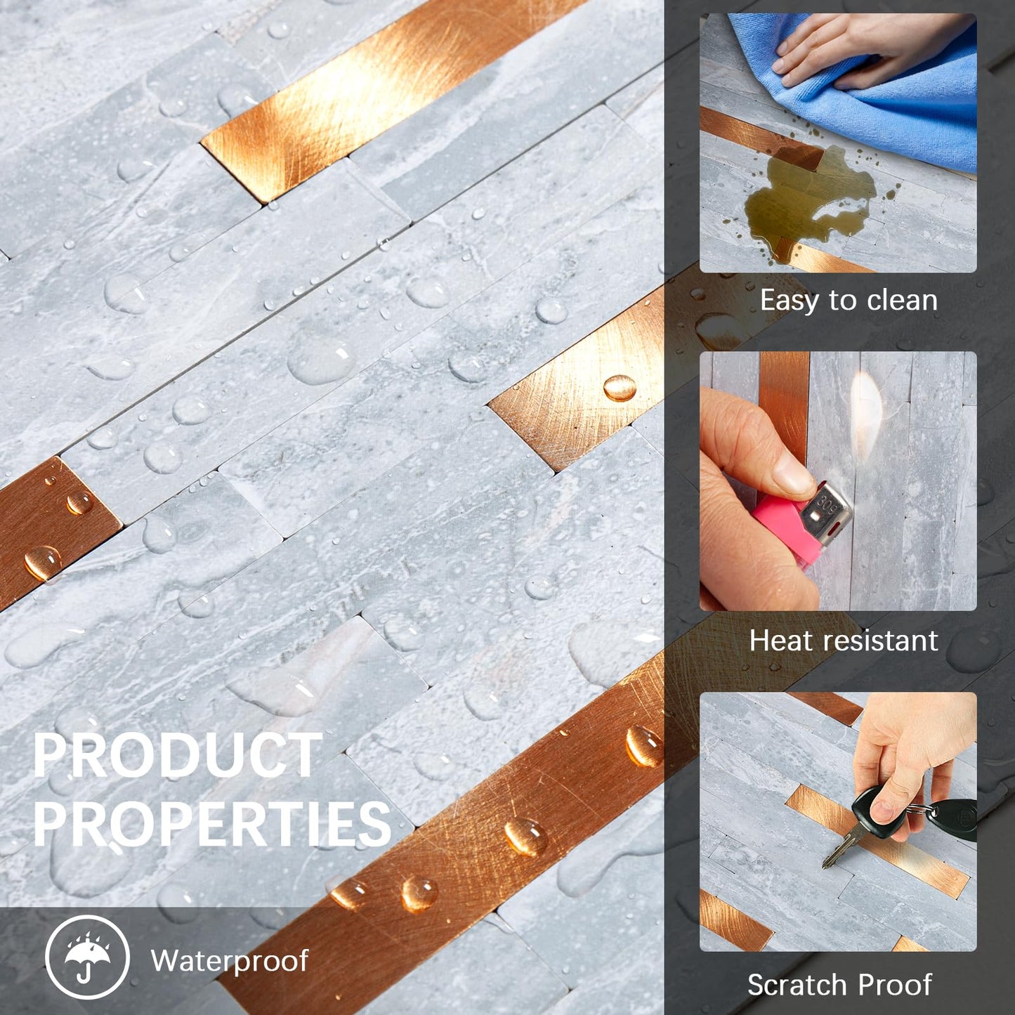 Midcard 10 Sheets Peel and Stick Backsplash PVC Wall Tile,for Kitchen Backsplash