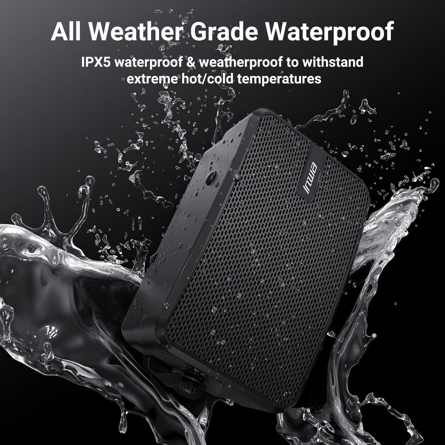 Inwa Outdoor Bluetooth Speakers, 400W Active Passive Wall Mount Speaker, Waterproof Wireless Indoor/Outdoor Stereo Sound Set W/Aux in, Sound System for Patio/Porch/Gazebo/Garage(Pair, Ivory Black)