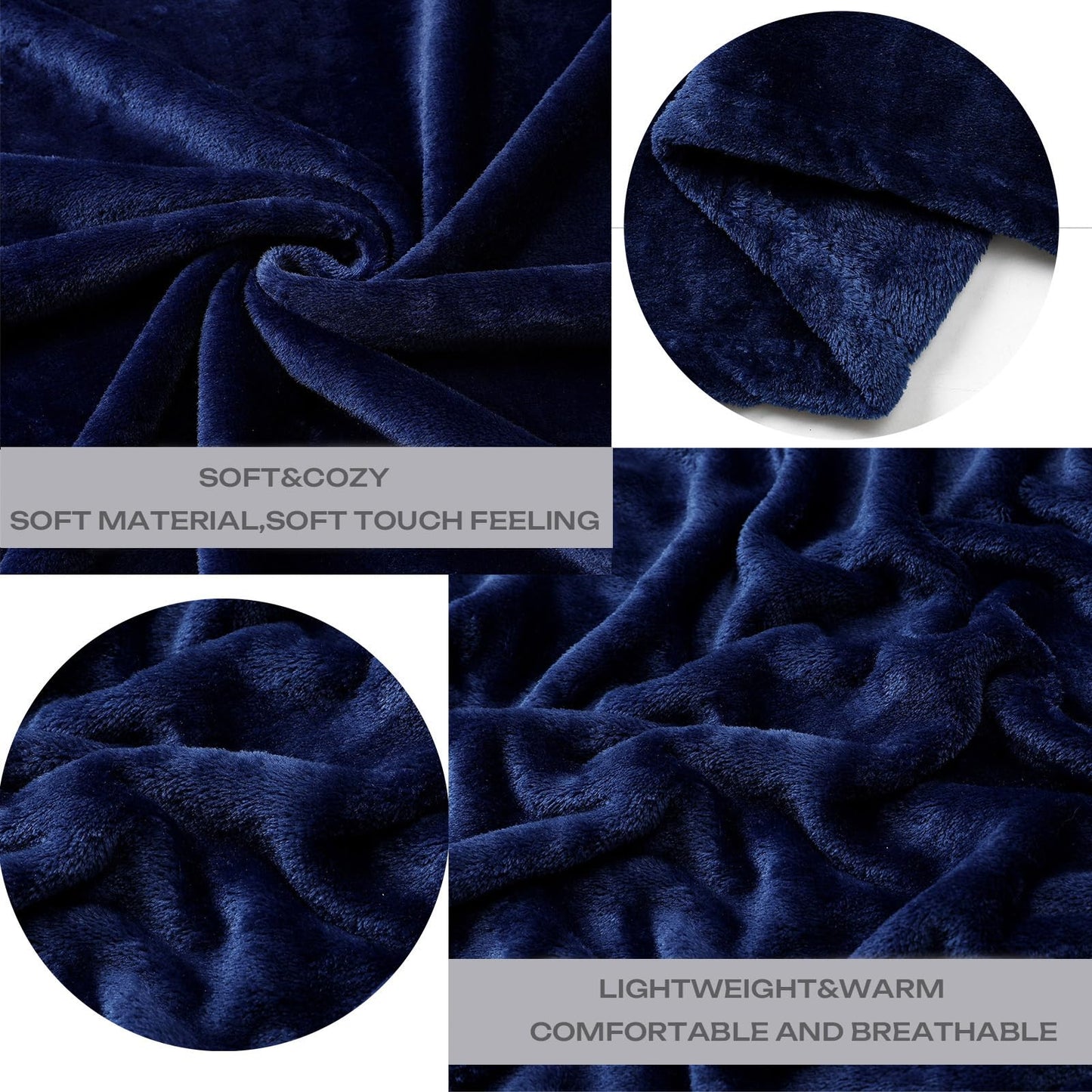 Fleece Plush Throw Blanket Navy Blue(50 by 60 Inches),Super Soft Fuzzy Cozy Flannel Blanket for Couch Sofa.Microfiber Blanket Lightweight
