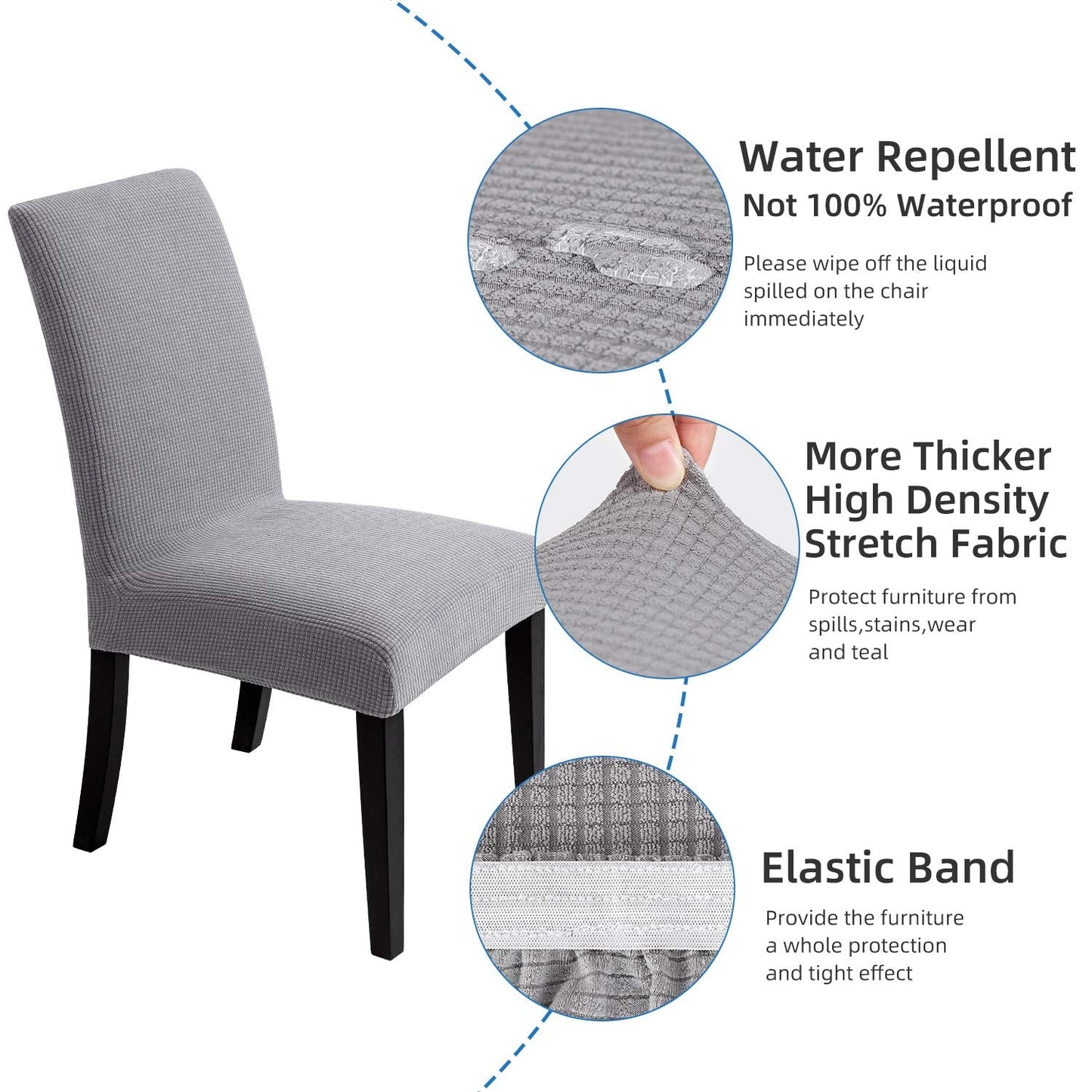 Chair Covers for Dining Room - Stretch Chair Slipcovers for Decorative Seat Protector Armless Removable Washable Elastic Dinner Universal Spandex Solid Chair Slip Covers Set…