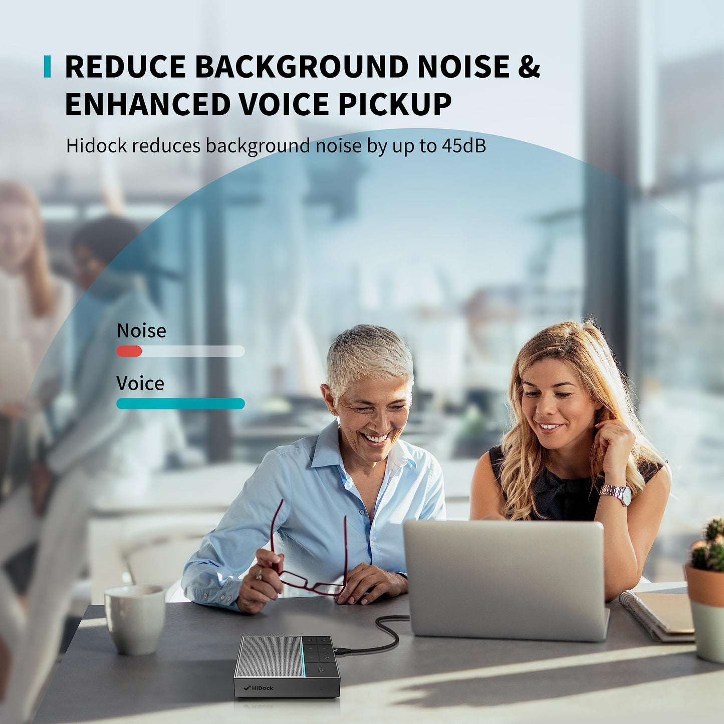 HiDock Conference Speaker and Microphone with Mute/Project, Enhanced Voice Pickup & Full Duplex Noise Cancelling Speakerphone, Omnidirectional USB C Speaker for Home Office Meeting-Grey
