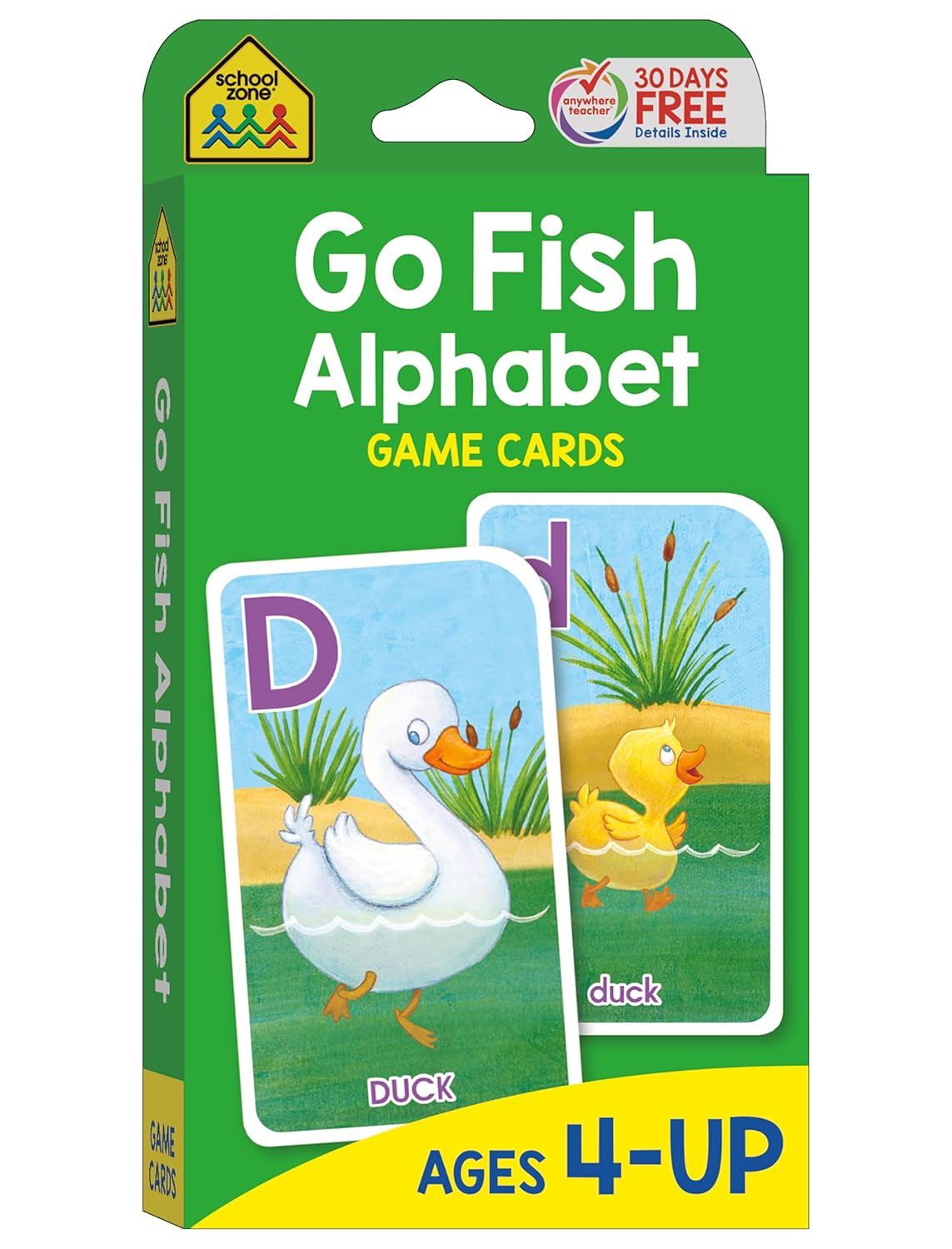 School Zone Go Fish Alphabet Game Cards: Preschool, Kindergarten, 1st Grade, ABC's, Matching, Uppercase and Lowercase Letters, Word-Picture Recognition, Animals, Ages 4+, Packaging May Vary