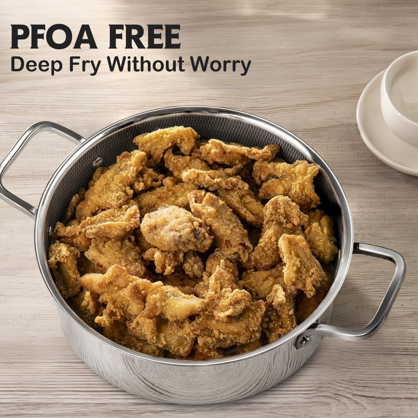 SNOWCLAD Saute Pan,Hybrid Non Stick 5 Quart Everyday pan,Chicken Fryer, PFOA Free Cookware,12 inch Deep Frying Pans with Lid,Dishwasher and Oven Safe,Works on Induction,Ceramic and Gas Cooktops