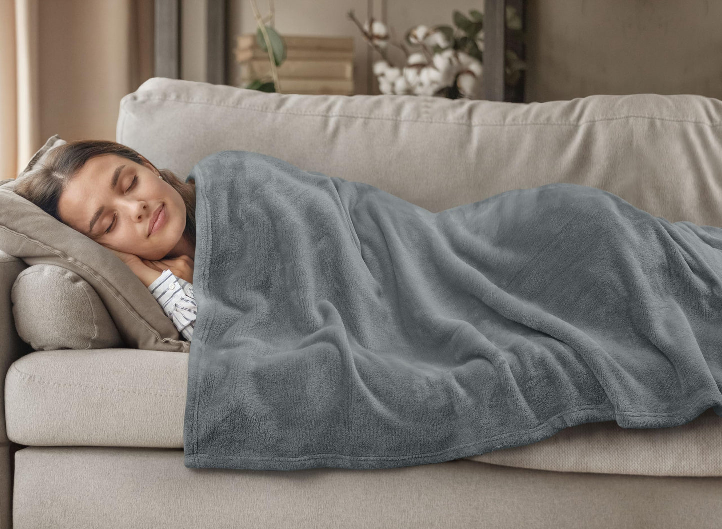 Utopia Bedding Cool Grey Fleece Blanket Queen Size Fuzzy Soft Anti-Static Microfiber Bed Blanket (90x90 Inch)