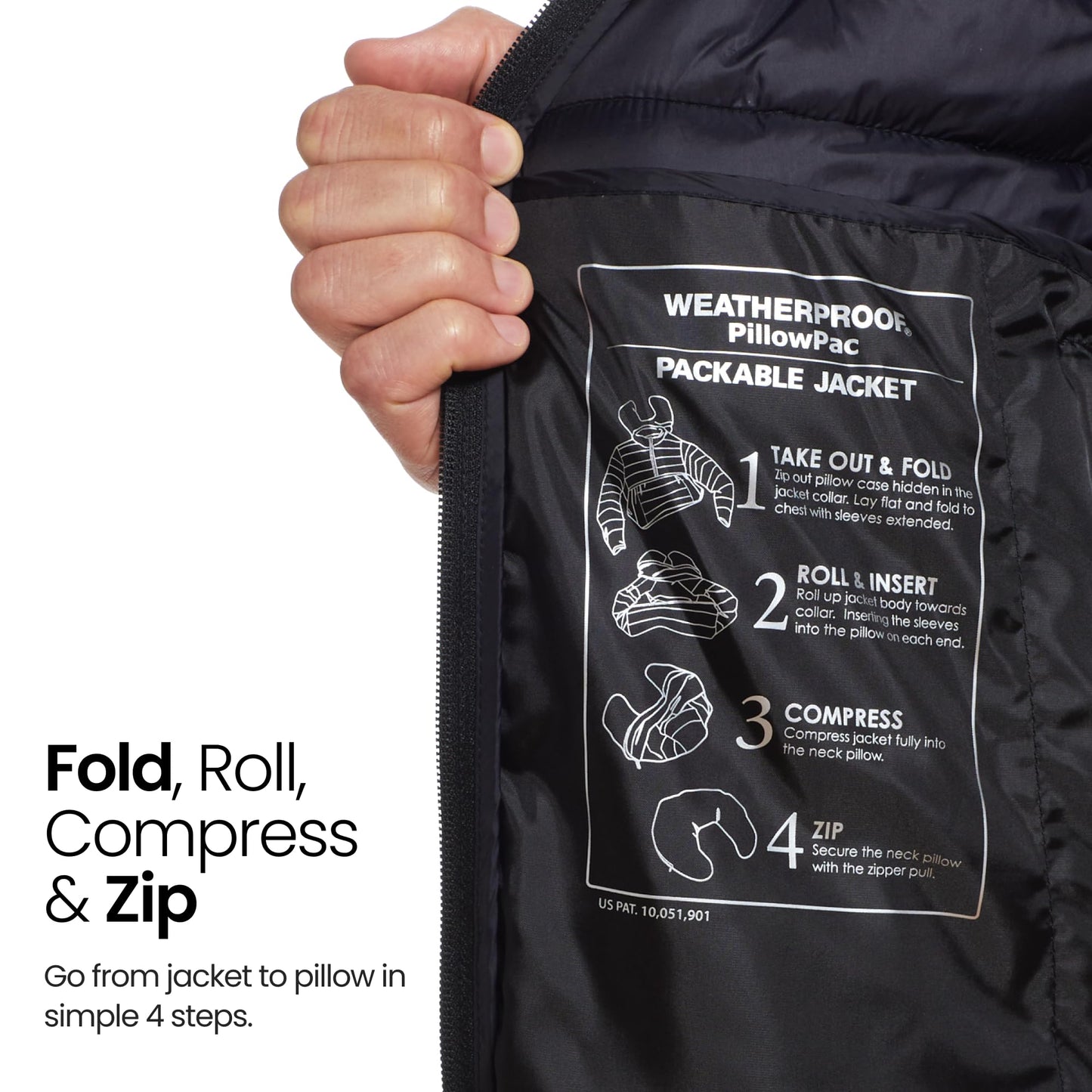 Weatherproof Women's Packable Puffer Jacket with Travel Neck Pillow - Lightweight, Warm, Water-Resistant Down Jacket (X-Large) Pewter | Quilted, Packable Travel Jacket with Long Zipper