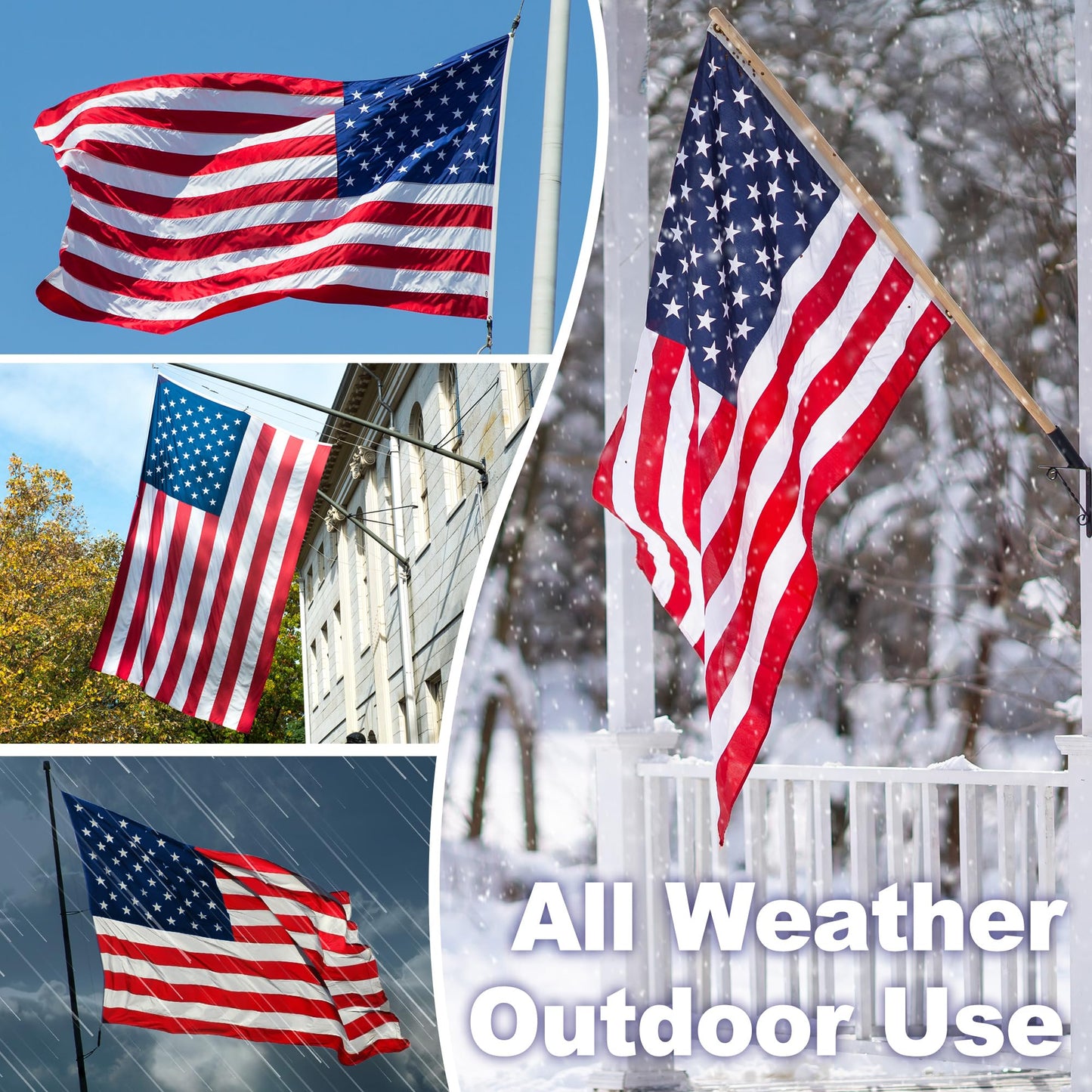 American Flag 2x3 FT TearProof Series, Heavy Duty Tough Spun Polyester USA Flags High Wind for Outside Outdoor with Durable Embroidered Stars Sewn Stripes Brass Grommets