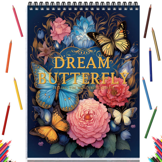 Adult Coloring Book for Women Relaxation Spiral Bound Thick Paper Page One Sided Design Gifts Arts and Crafts for Women to Relax, Anxiety and Depression 30 Colorful Coloring Pages of Dream Butterfly