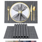 BETEAM Placemats Set of 6 Woven Vinyl Placemat for Dining Table Washable Wipeable Kitchen Place Mats Durable Indoor Outdoor Table Mats -01 Grey, 6 Pcs