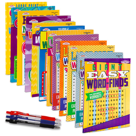 12-Pack 1000+ Large WordSearch Puzzle Books for Adults, Aging Seniors Brain Stimulation Giant Print Words Activity Books (Variety Pack Bulk), Paperback - 8x10