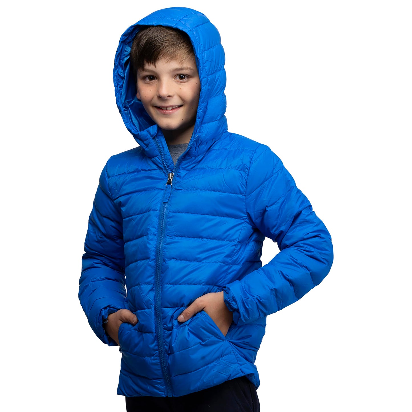 Lands' End Kids Packable Hooded Down Puffer Jacket Coat, Nautical Blue, XX-Small