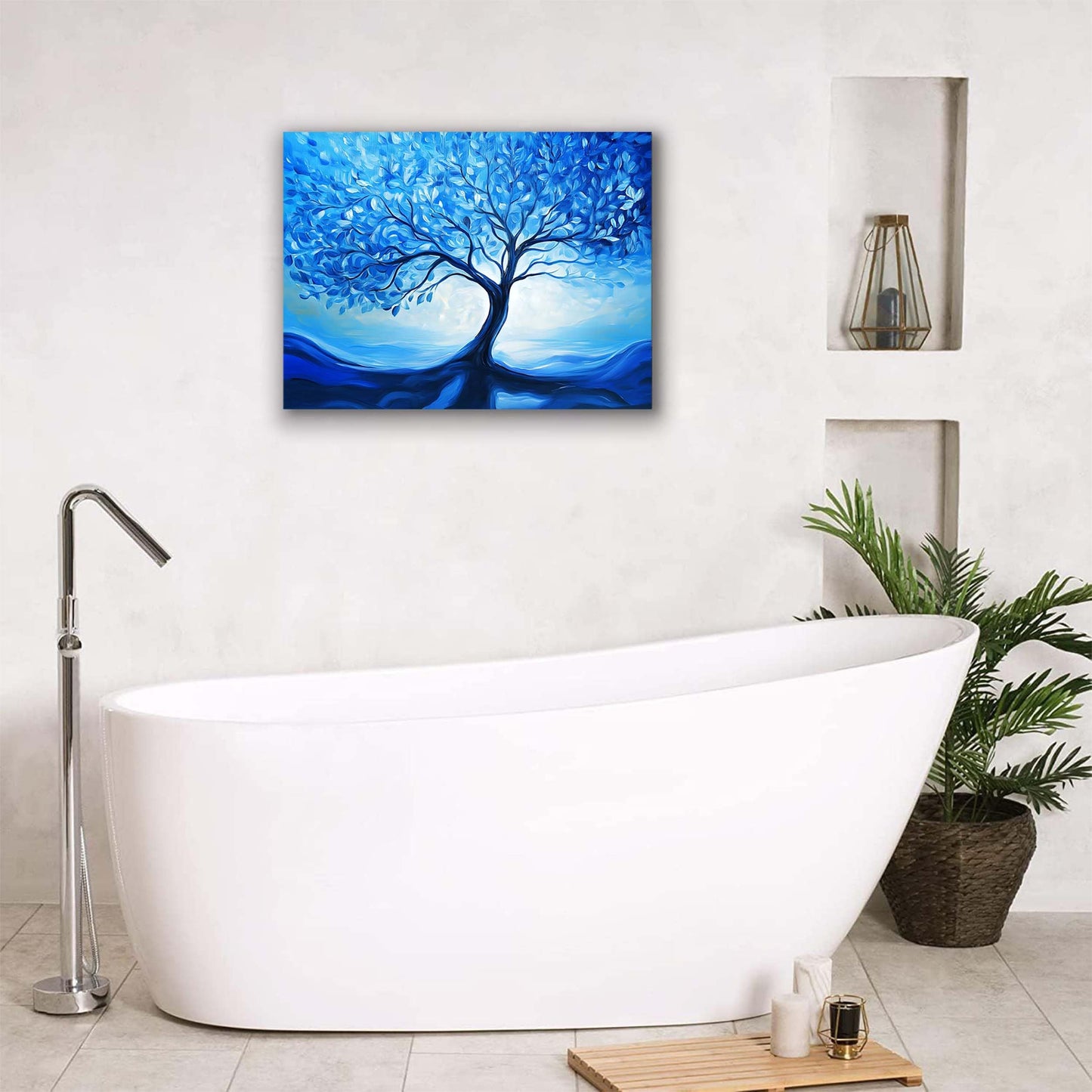 ketilly Blue Art Tree Of Life Canvas Paintings Wall Art Abstract Modern Canvas Prints Wall Art For Livingroom, Bedroom, Office, Farmhouse Home Wall Decor 15X12 Inches 1Pcs