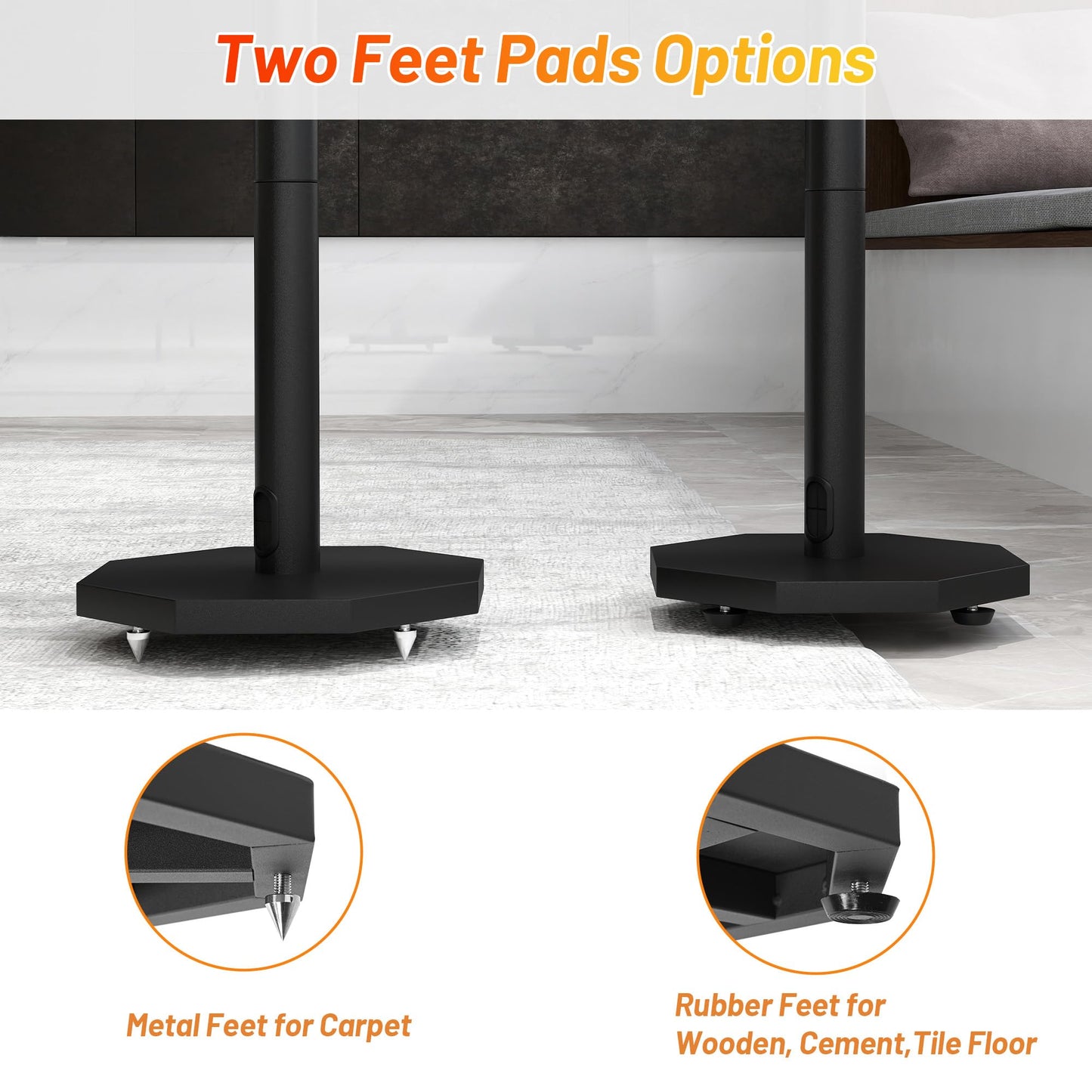 Suuiwau Universal Floor Speaker Stands Pair,Surround Sound Bookshelf Speaker Stands Support Up to 22 lbs for Home Theater Studio, 32.6" to 43" Height Adjustable