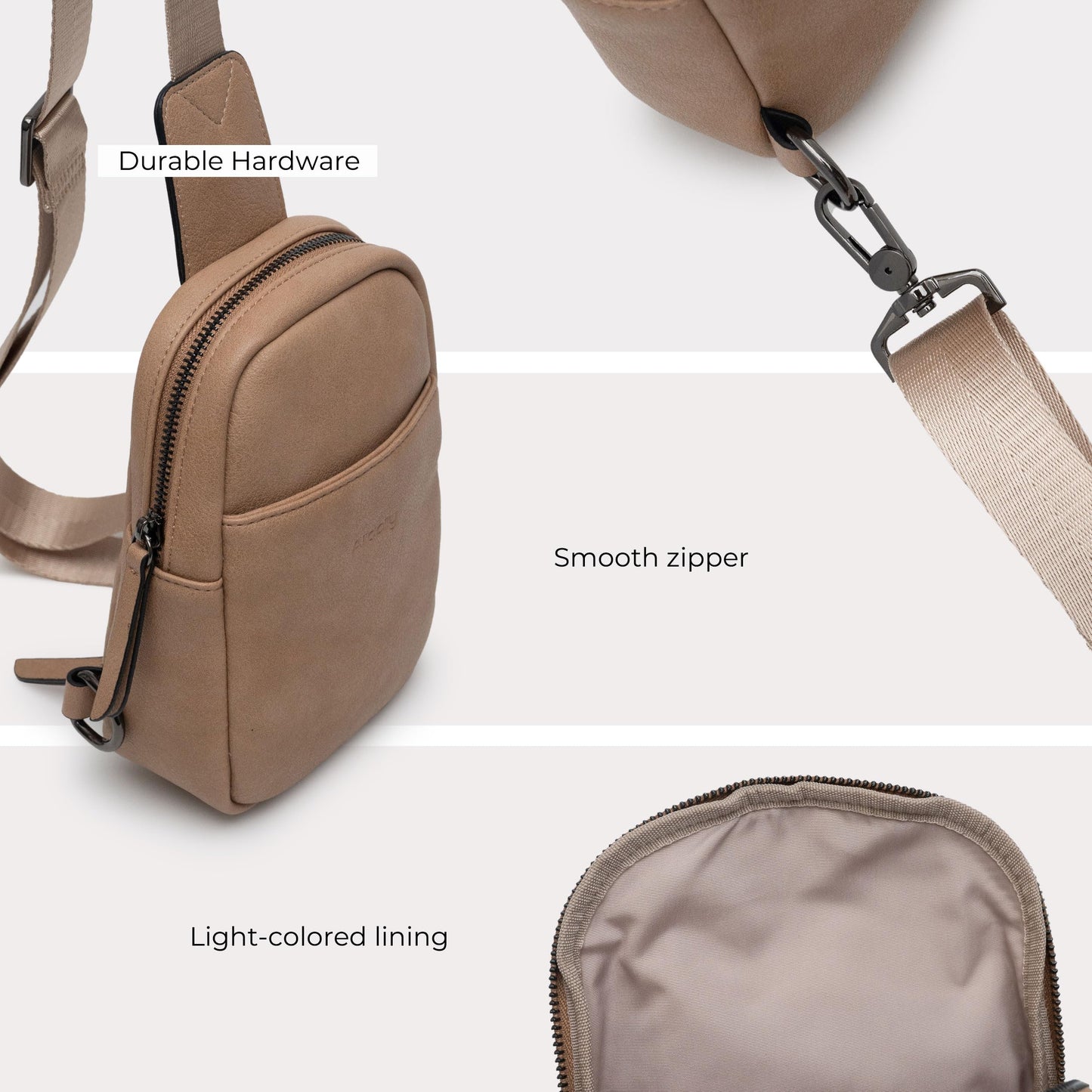 Alldaily Small Sling Bag for Women Crossbody Purse Leather Fashionable Trendy Chest Bag for Travel, Fanny Pack (Beige)