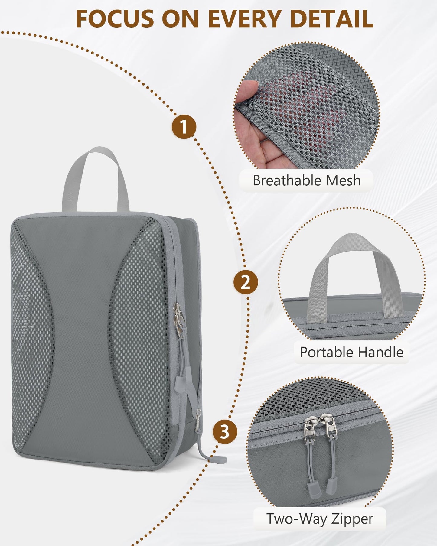 Compression Packing Cubes 10 Sets, Packing Organizers, Extensible Suitcase Organiser Bags, Travel Organizer Cubes for Travel Essentials Grey