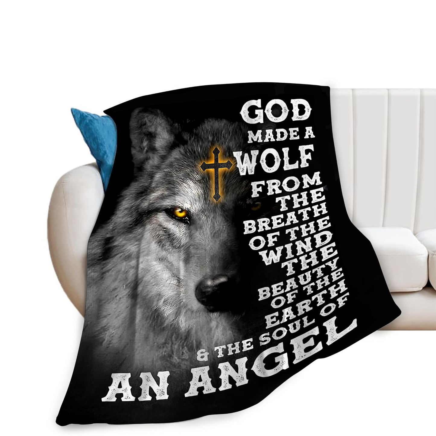Wolf Blanket for Girls Boys Motivational Quotes Throw Blankets Wildlife Wolf Fleece Cozy Throws Warm Soft Fuzzy Stuffed Animal Plush Black White Decor for Sofa Bed Gifts for Men Women Adults 50"x40"