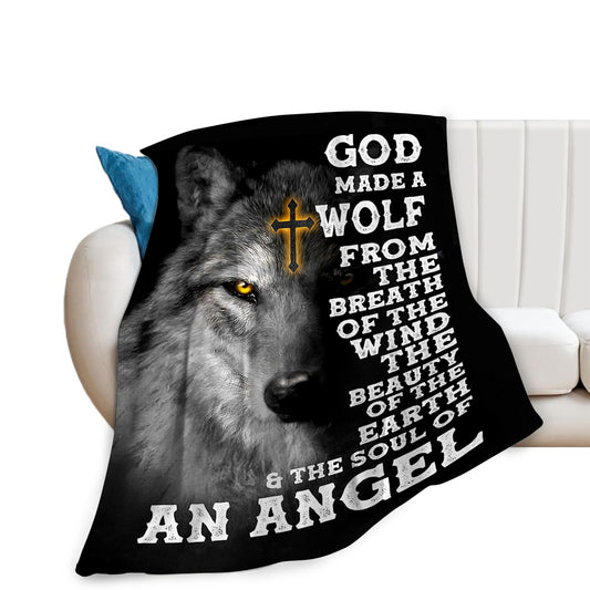 Wolf Blanket for Girls Boys Motivational Quotes Throw Blankets Wildlife Wolf Fleece Cozy Throws Warm Soft Fuzzy Stuffed Animal Plush Black White Decor for Sofa Bed Gifts for Men Women Adults 50"x40"