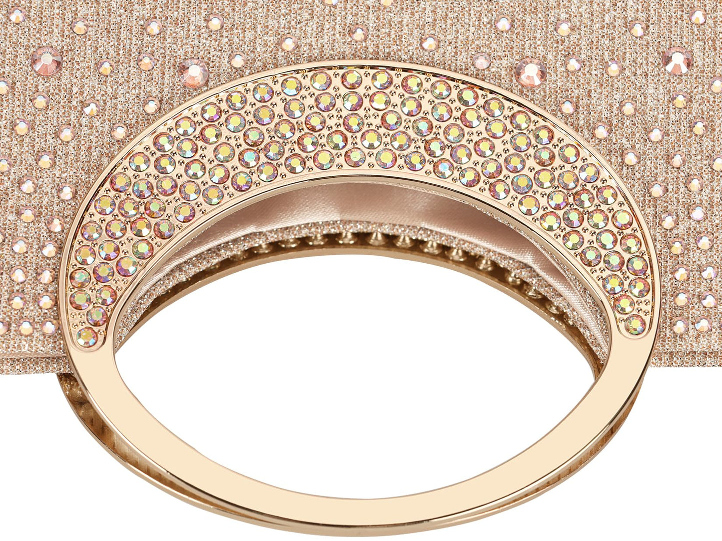 Dexmay Rhinestone Clutch Handbag with Crystal Handle for Wedding Party Elegant Clutch Purse for Women Champagne