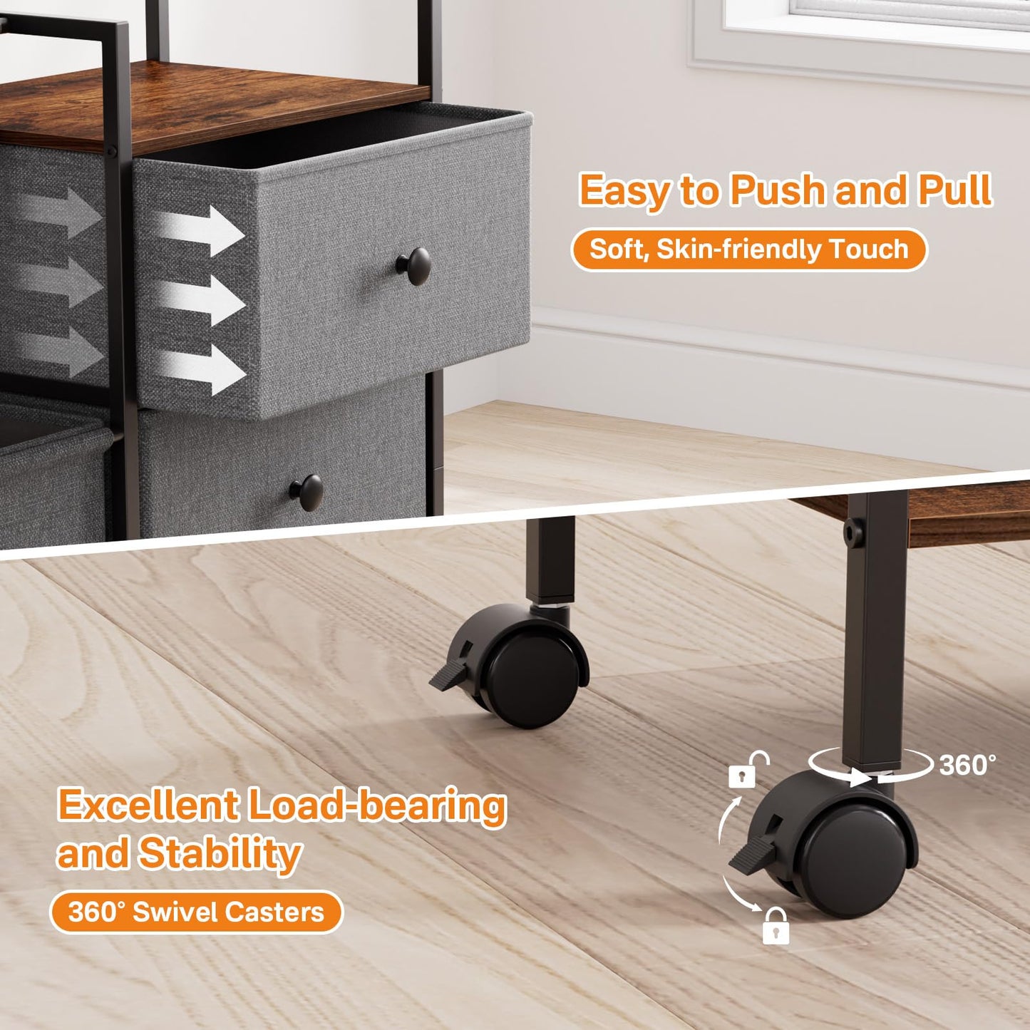 Modanais Baby Diaper Caddy Organizer and Storage - 3 Tier Rolling Cart with Dividers and Drawers, Easy To Assemble, Mobile Utility Cart with Wheels for Nursery, Bedroom, Changing Table & Crib