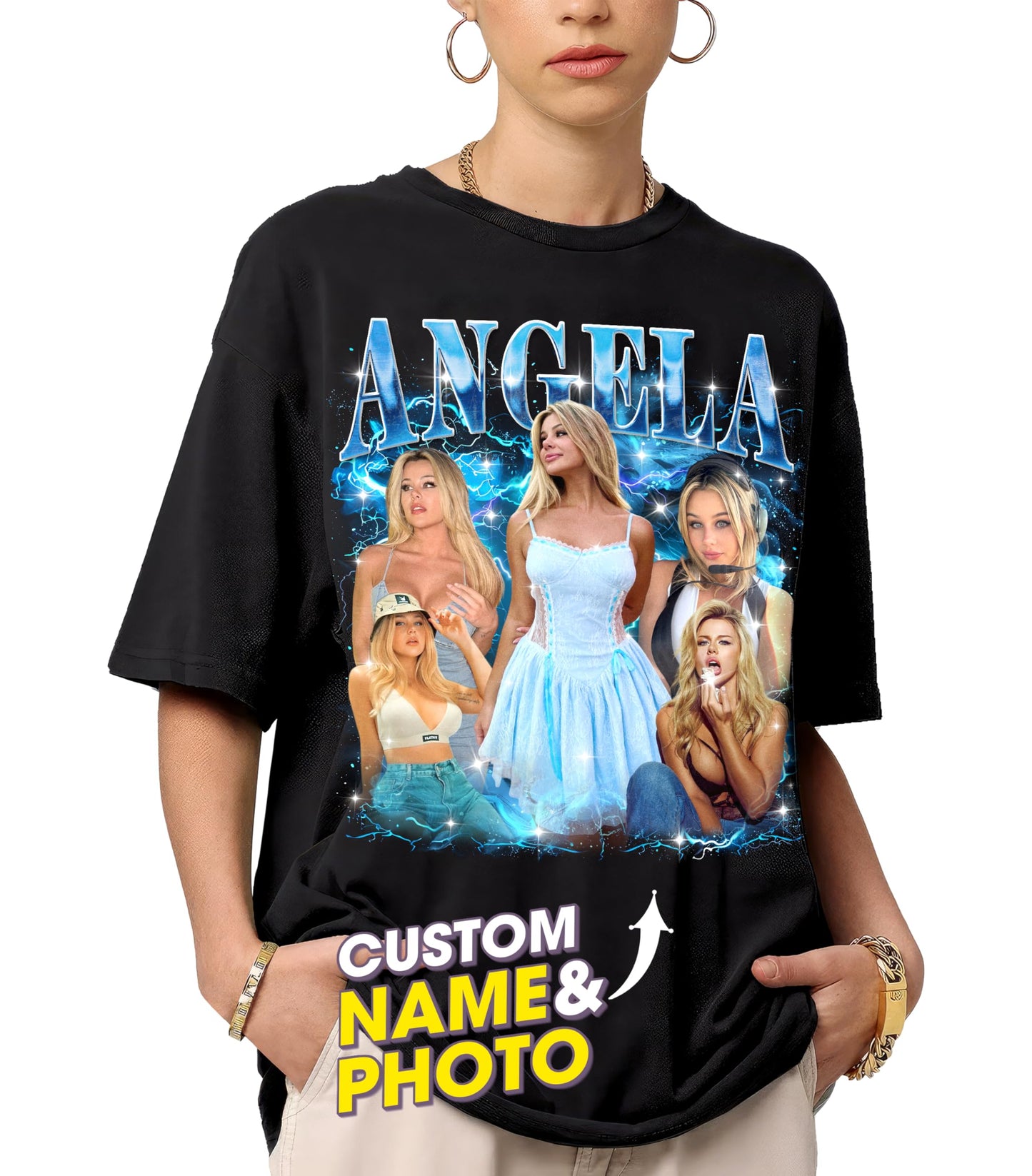 Mit & Mia Custom Bootleg Rap Tee Shirt for Boyfriend Girlfriend Custom Face Tshirt Vintage Graphic Shirt Gift Idea Birthday