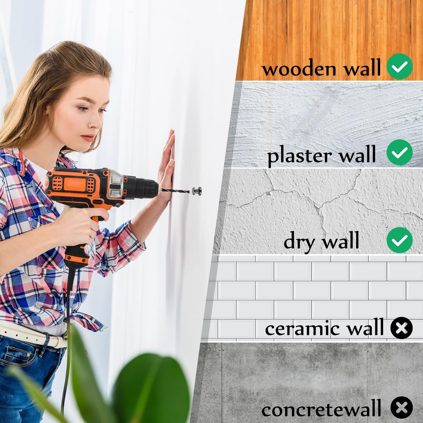 Watersay 50 Pcs Double Headed Picture Hangers Nail Push Pins Picture Hanging Nails Thumb Tacks Wall Hooks Photo Hanging Hook Pins Decorative Nail Hook Hangers for Home Office Photo Decor(Black)