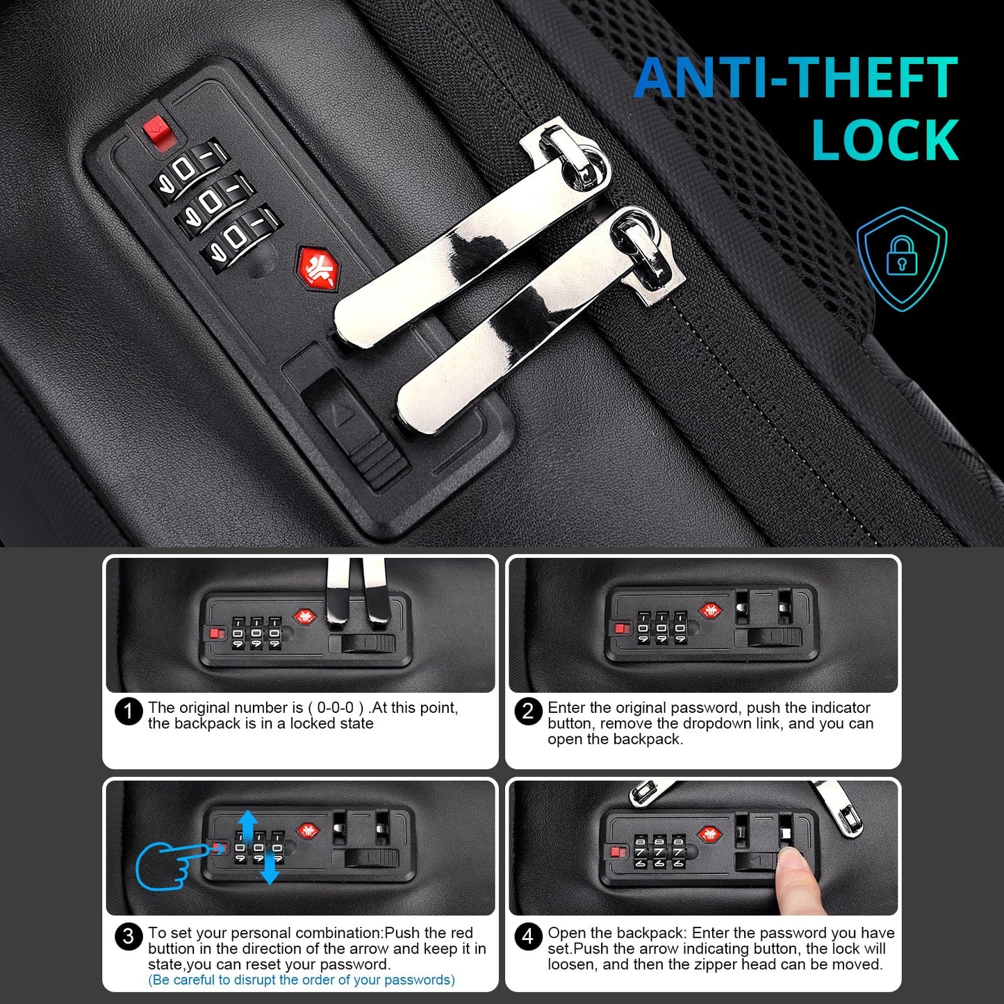 WITZMAN Anti-theft Business Laptop Backpack for Men with USB Charging Port Smart Work Backpack 15.6 Inch Laptop(BN008 Black)