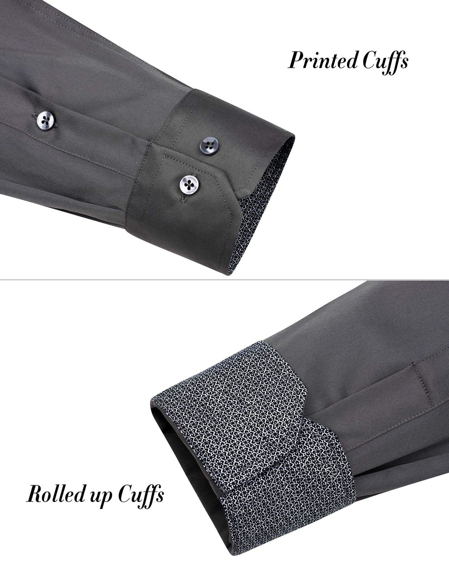 J.VER Men's Casual Long Sleeve Stretch Dress Shirt Wrinkle-Free Regular Fit Button Down Shirts Grey Small