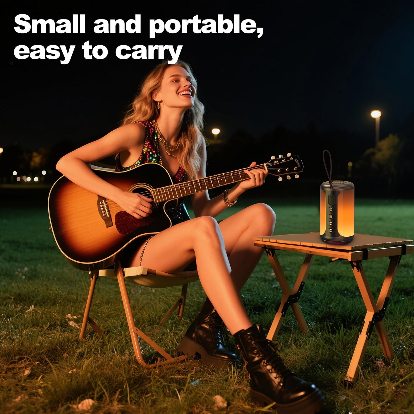 Jierben Portable Bluetooth Speaker, 3D Surround Sound, Bluetooth 5.4, LED Light, Wireless Stereo Pairing, 24 Hours Playing Time, IPX7 Waterproof, Suitable for Home/Outdoor/Party/Beach, Birthday Gift