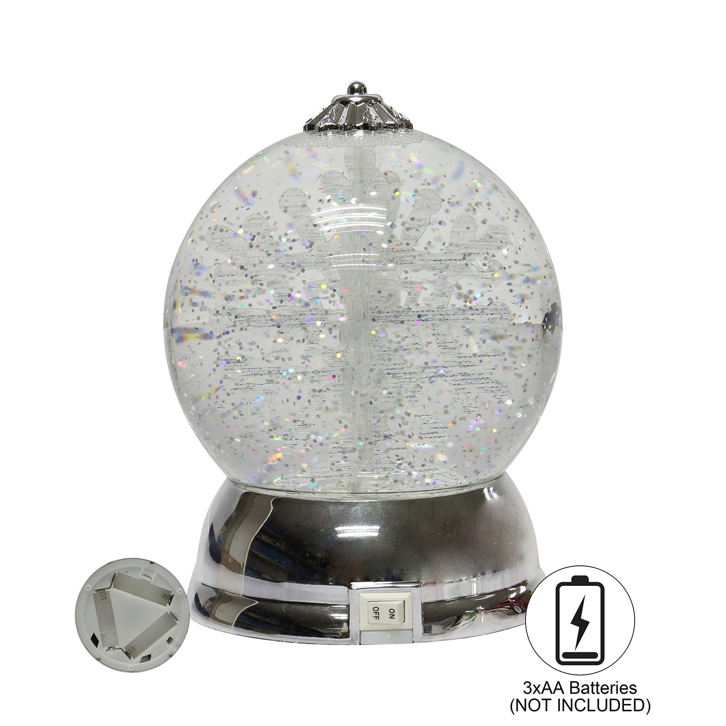 Christmas Decor Lighted Snow Globe with Spinning Snowflake, Battery Operated (not Included) - 6.5" H x 4.5" W x 4.5" D