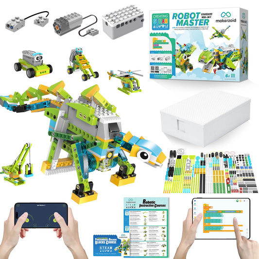 Coding Robot Kit for Kids Ages 6+, 200+ in 1 APP Control Dinosaur Robot Toy, Educational Scratch Program Robotic Kit with 47 Video Courses,Birthday Children's Day Gift for Boys Girls(600 Blocks)