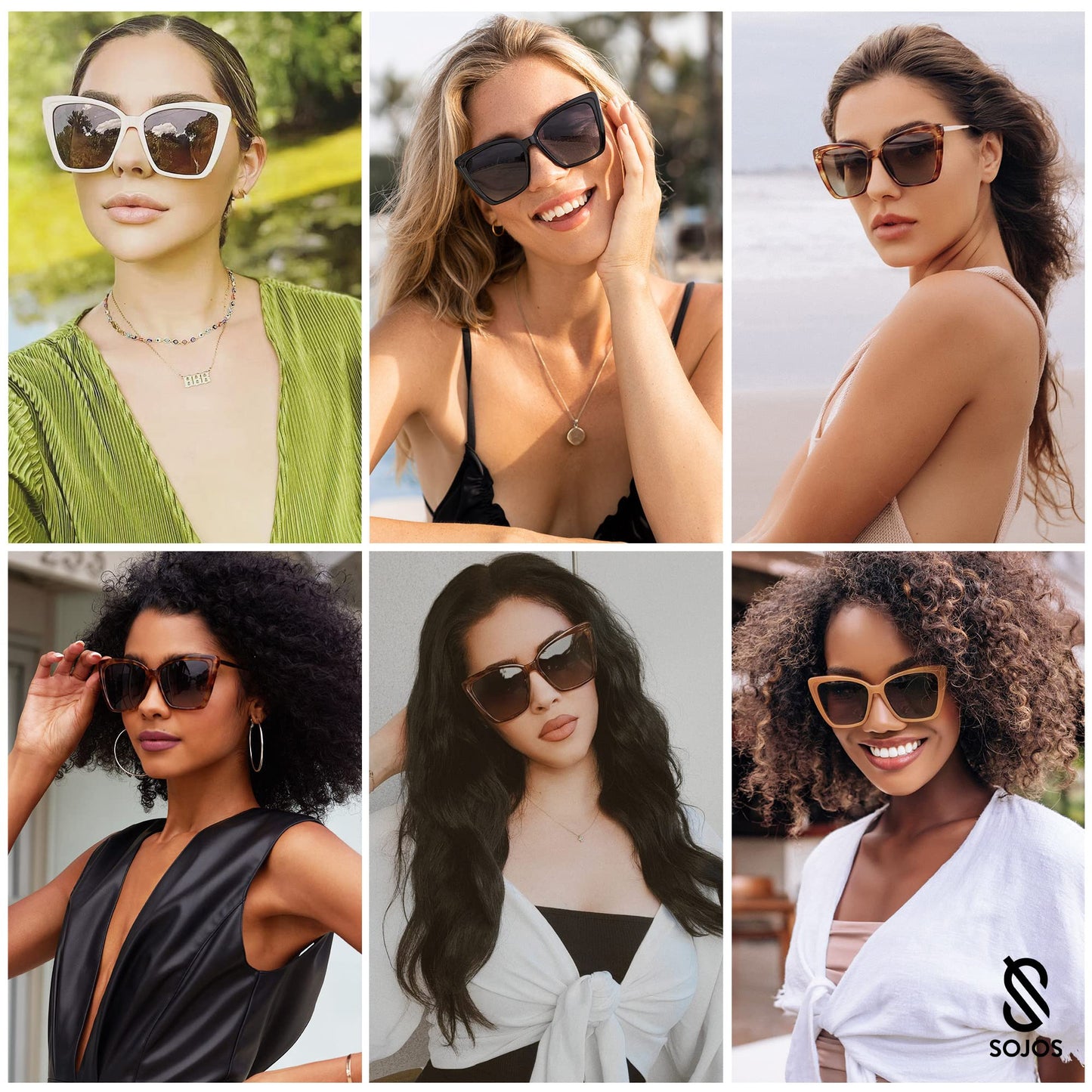 SOJOS Trendy Polarized Sunglasses For Women Retro Womens Oversized Square Cat Eye Sun Glasses UV Protection SJ2206 Milky Orange Frame Brown Grading Lens