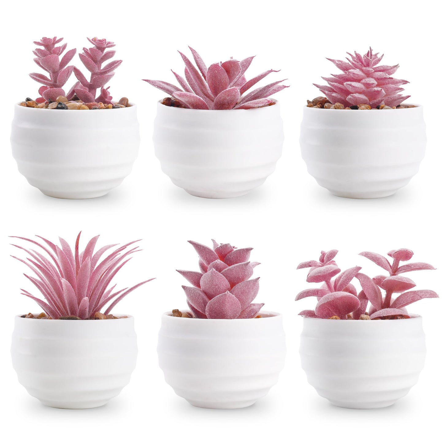 Der Rose Set of 6 Succulents Plants Artificial in Pots Small Fake Plants for Bedroom Aesthetic Living Room Office Shelf Bathroom Decor