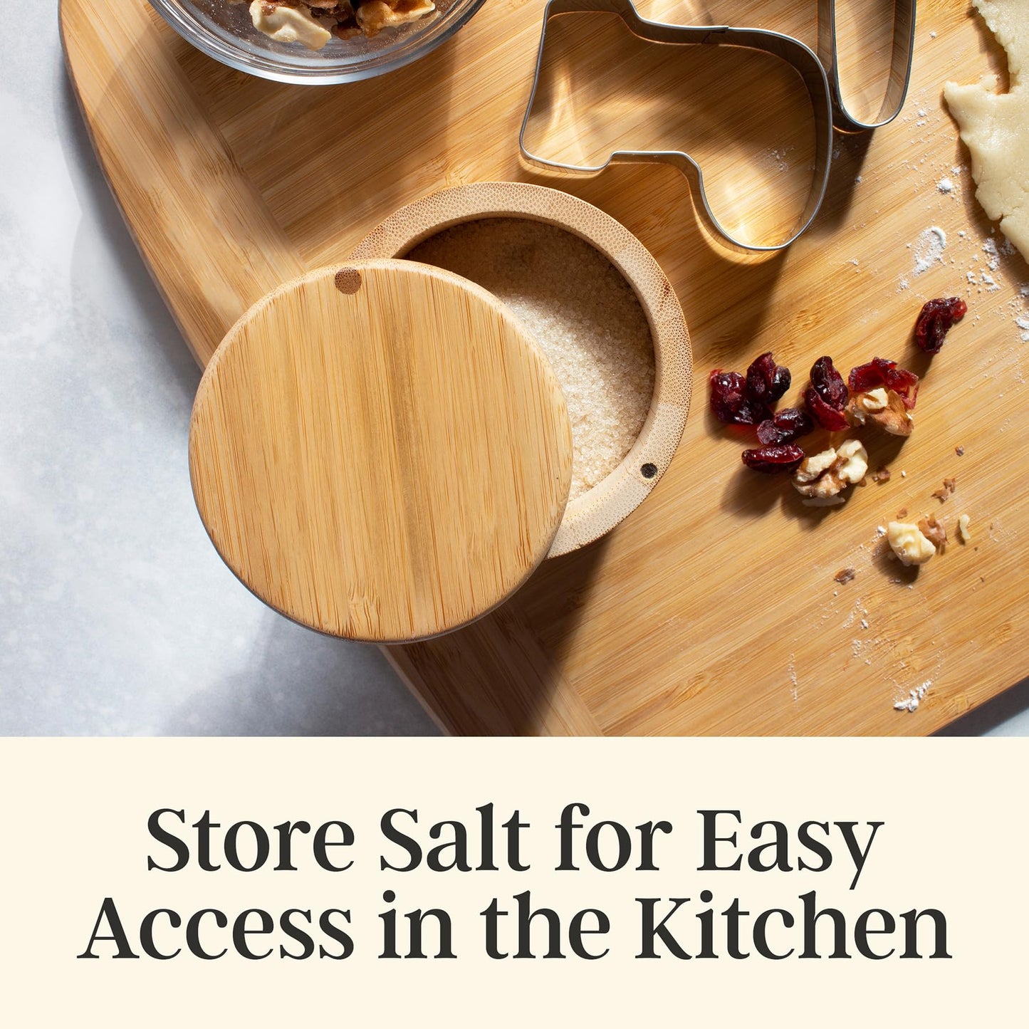 Totally Bamboo Salt Cellar with Swivel Lid – Bamboo Spice Box Storage Container for Kitchen Countertop with Magnetic Closure – Ideal for Sea Salt, Spices and Herbs